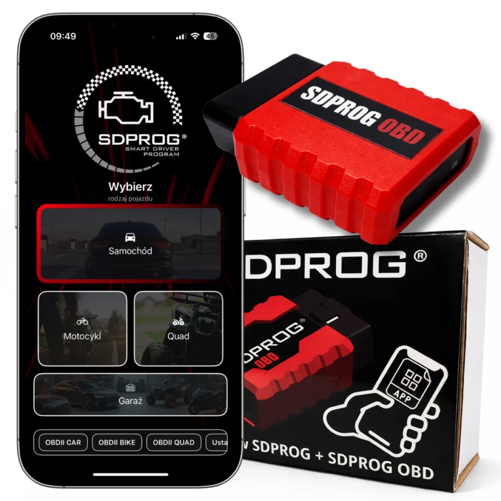 Komponenty zestawu do diagnostyki samochodów SDPROG OBD